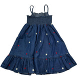 Saint Barth Abito Bretelline Tinta Unita con Ricami Fiori per Bambina MIKI BLU SAINT BARTH 