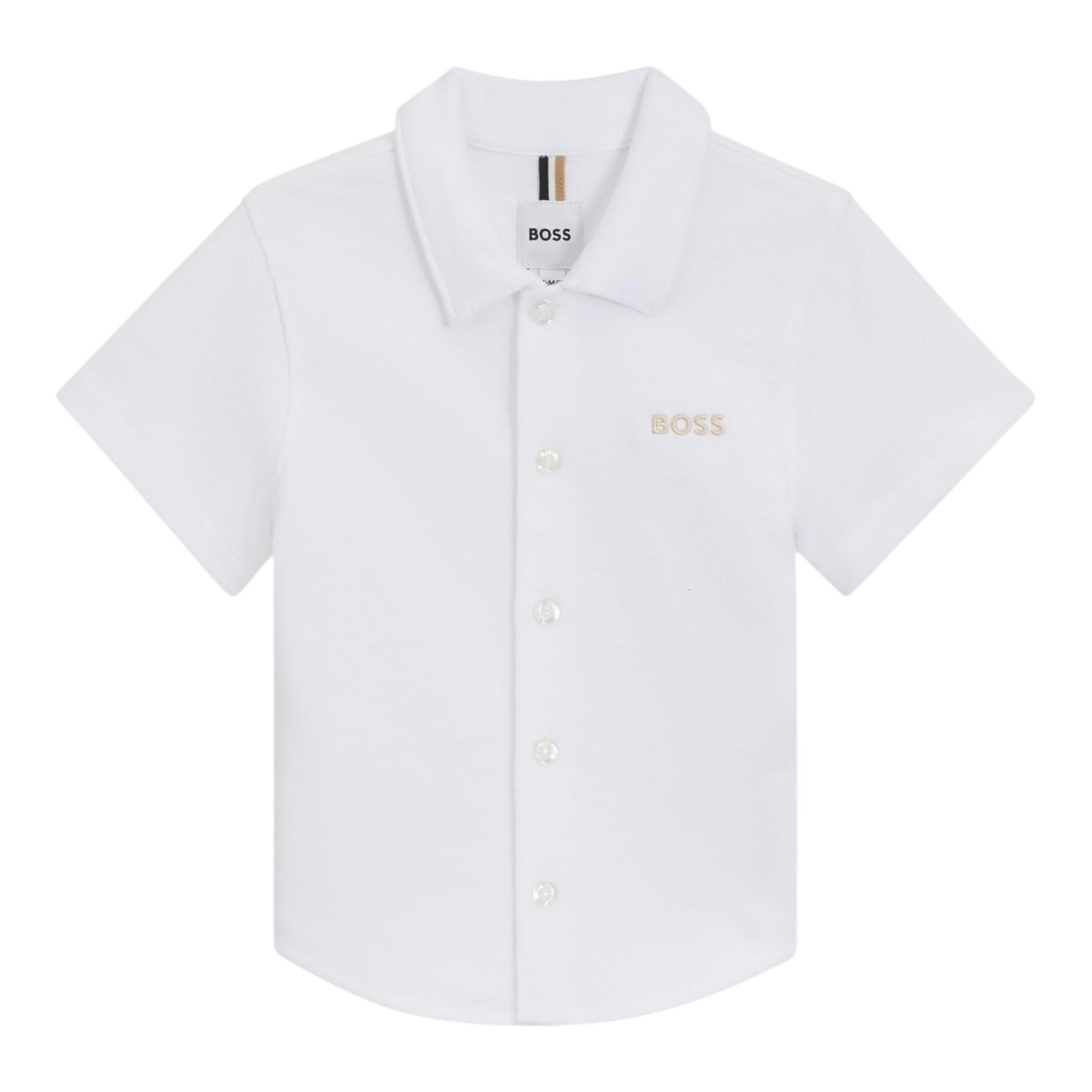 Boss Camicia Mezza Manica Tinta Unita per Neonato J52092XXN BIANCO BOSS 