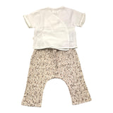 Teddy E Minou Completo 2 Pezzi T-Shirt-Pantalone Bicolore Bianco/Beige Per Neonata
