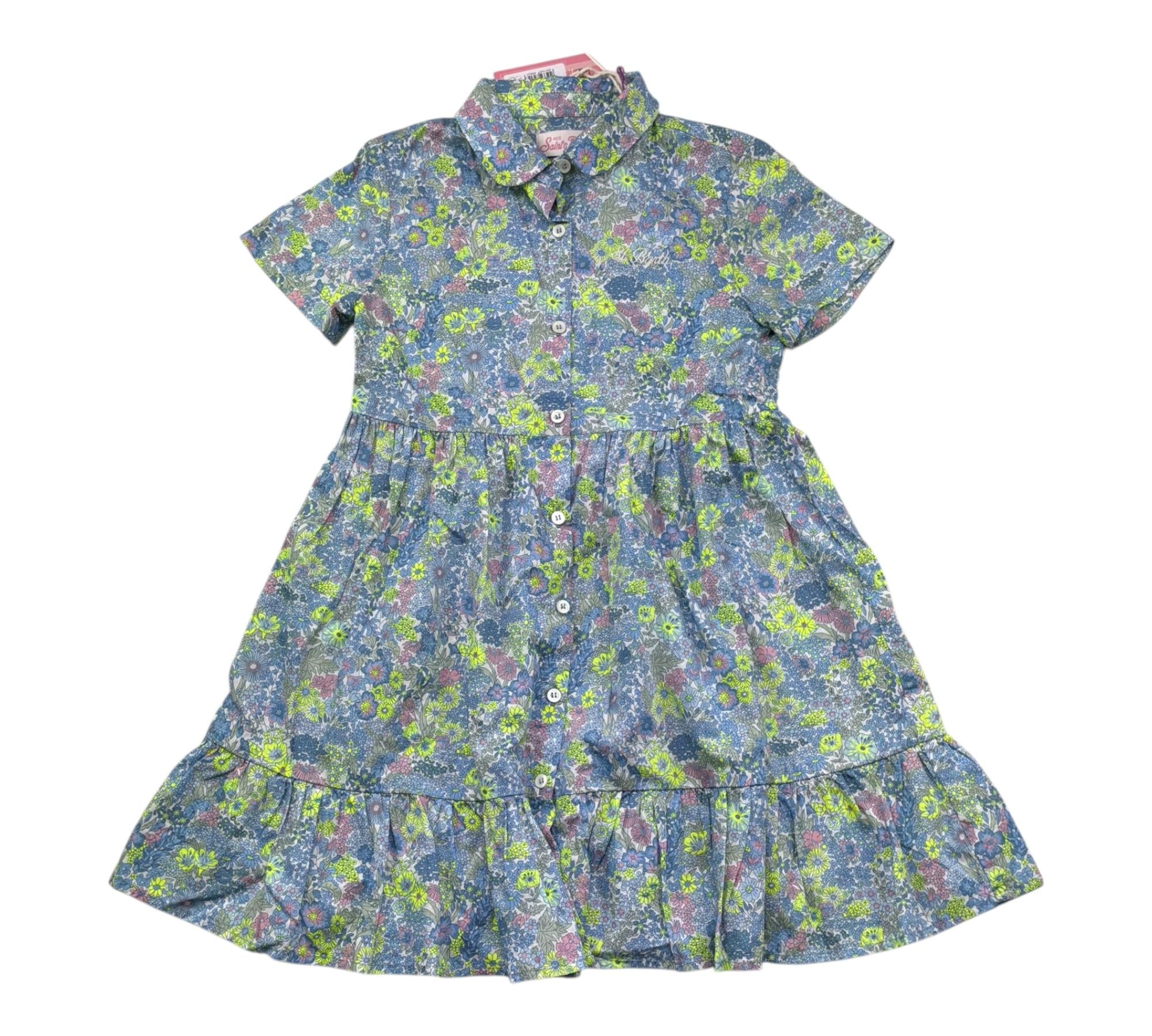 Saint Barth Abito Mezza Manica Stampa Fantasia Floreale per Bambina MSSS0001 BLU SAINT BARTH 