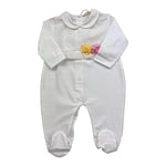 Ninnaoh Tutina Tinta Unita con Ricami E Applicazione Fiori per Neonata E2228T BIANCO NINNAOH 