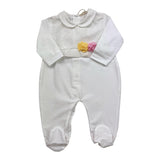 Ninnaoh Tutina Tinta Unita con Ricami E Applicazione Fiori per Neonata E2228T BIANCO NINNAOH 