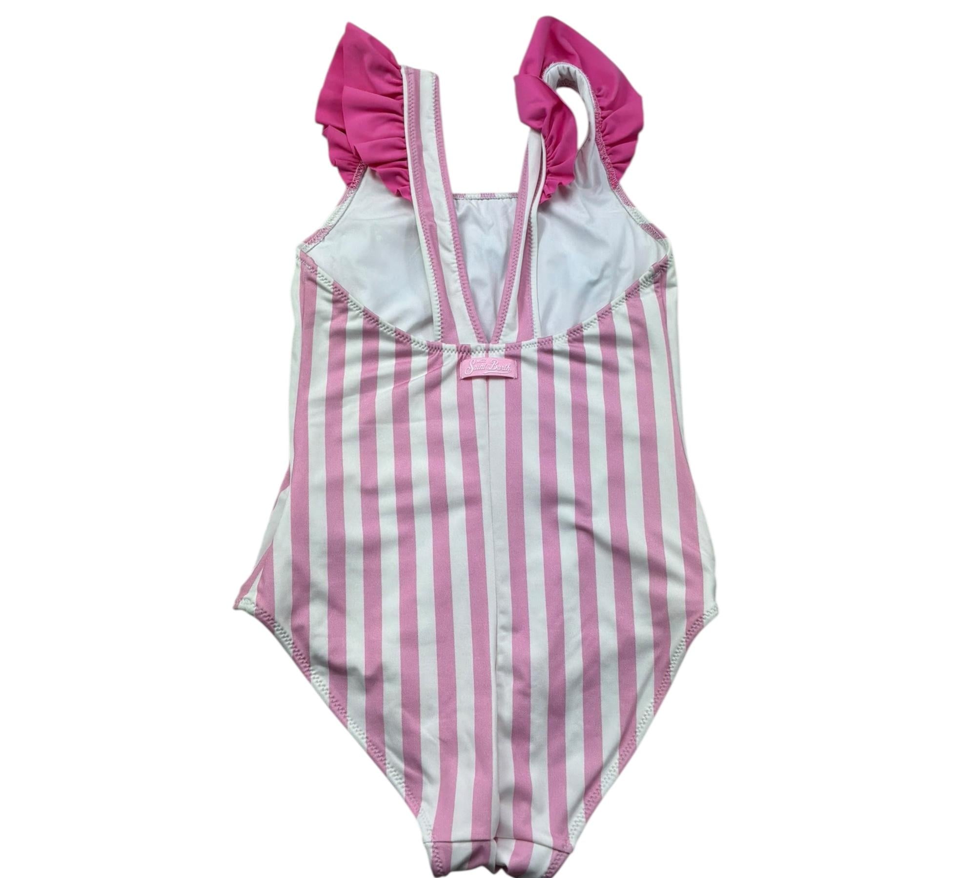 Saint Barth Costume Intero Fantasia A Righe per Bambina CAROL BIANCO/ROSA SAINT BARTH 