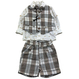 Shako' Completo 4 Pezzi Camicia-Panciotto-Bermuda-Papillon Multicolor Per Neonato