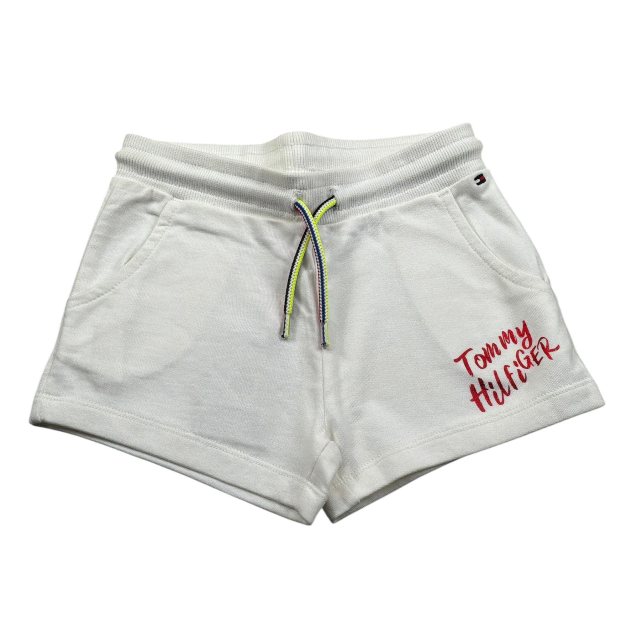 Tommy Hilfiger Short tinta unita con Logo Bianco per Bambina KG0KG05061 BIANCO TOMMY HILFIGER 