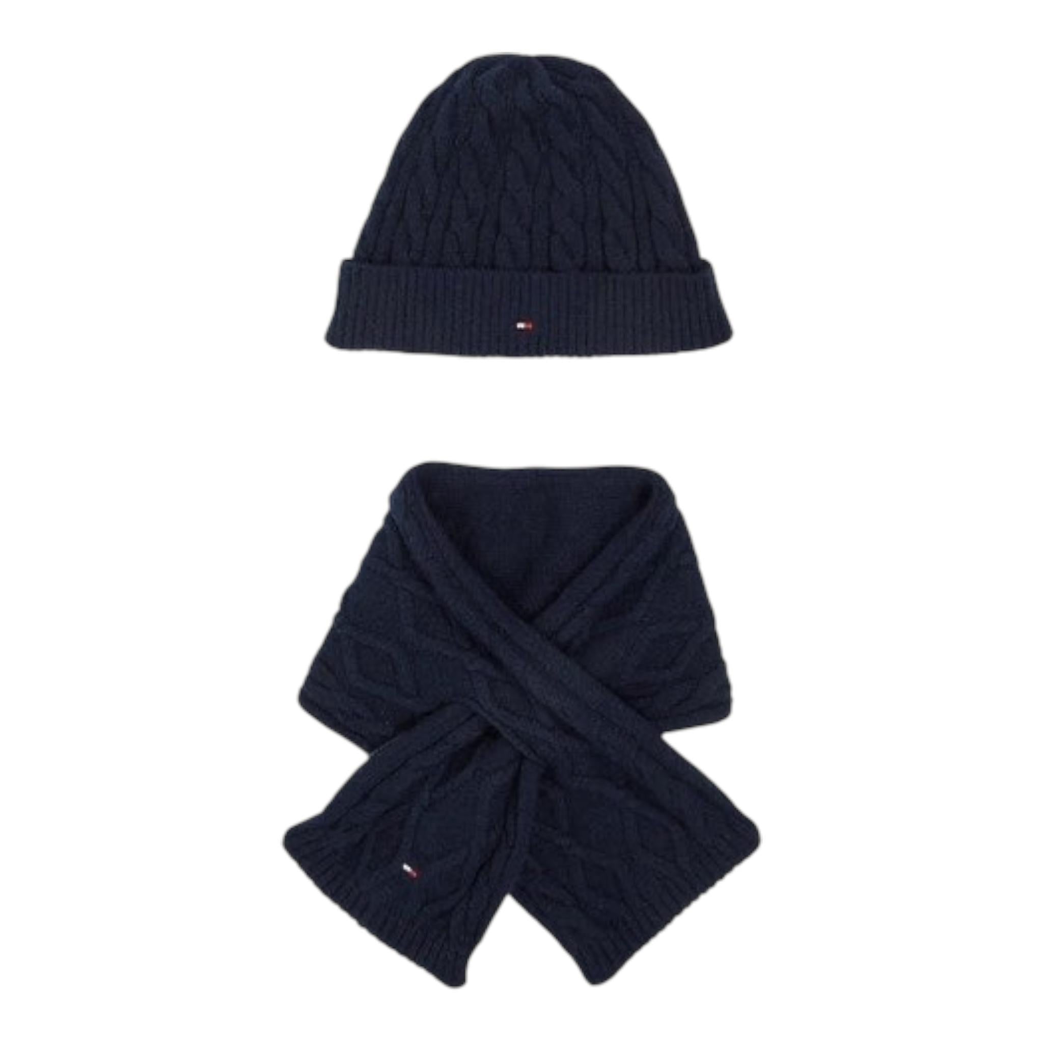 TOMMY HILFIGER set cappello-sciarpa tinta unita Blu per Neonato KN0KN01731 BLU TOMMY HILFIGER 