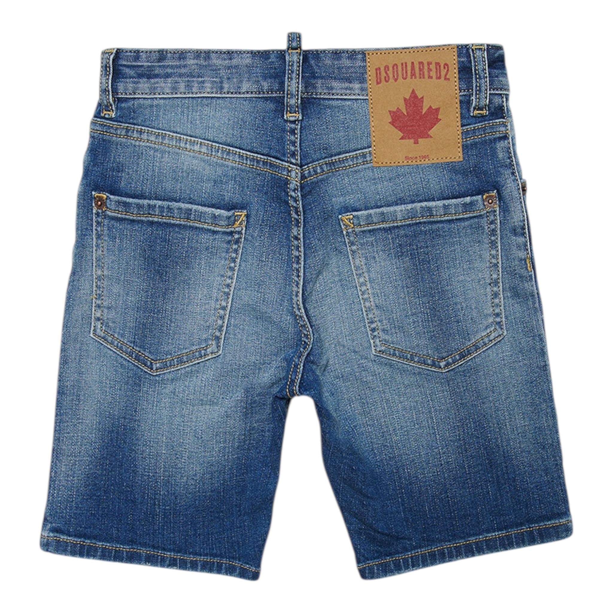 Dsquared2 Bermuda In Denim Tinta Unita per Bambino DQ1477 BLU DSQUARED2 