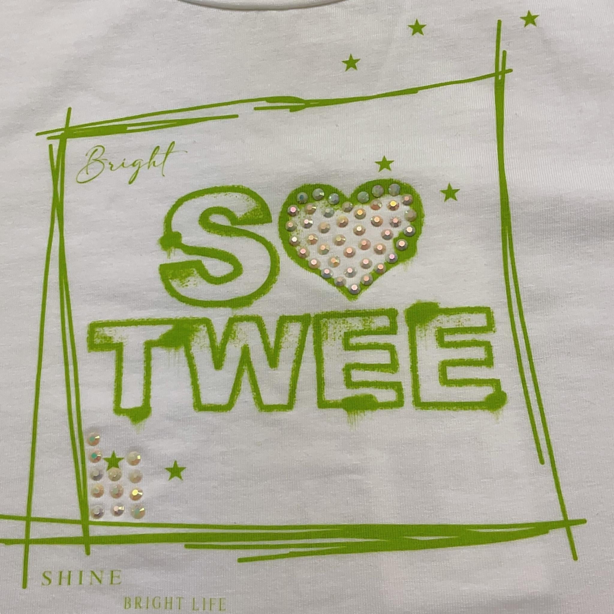 So Twee By Miss Grant T-Shirt Girocollo Tinta Unita con Brillantini per Bambina ST0066 BIANCO SO TWEE BY MISS GRANT 