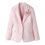 Sarabanda Giacca Tinta Unita con Fiore per Bambina 0B493 ROSA SARABANDA 