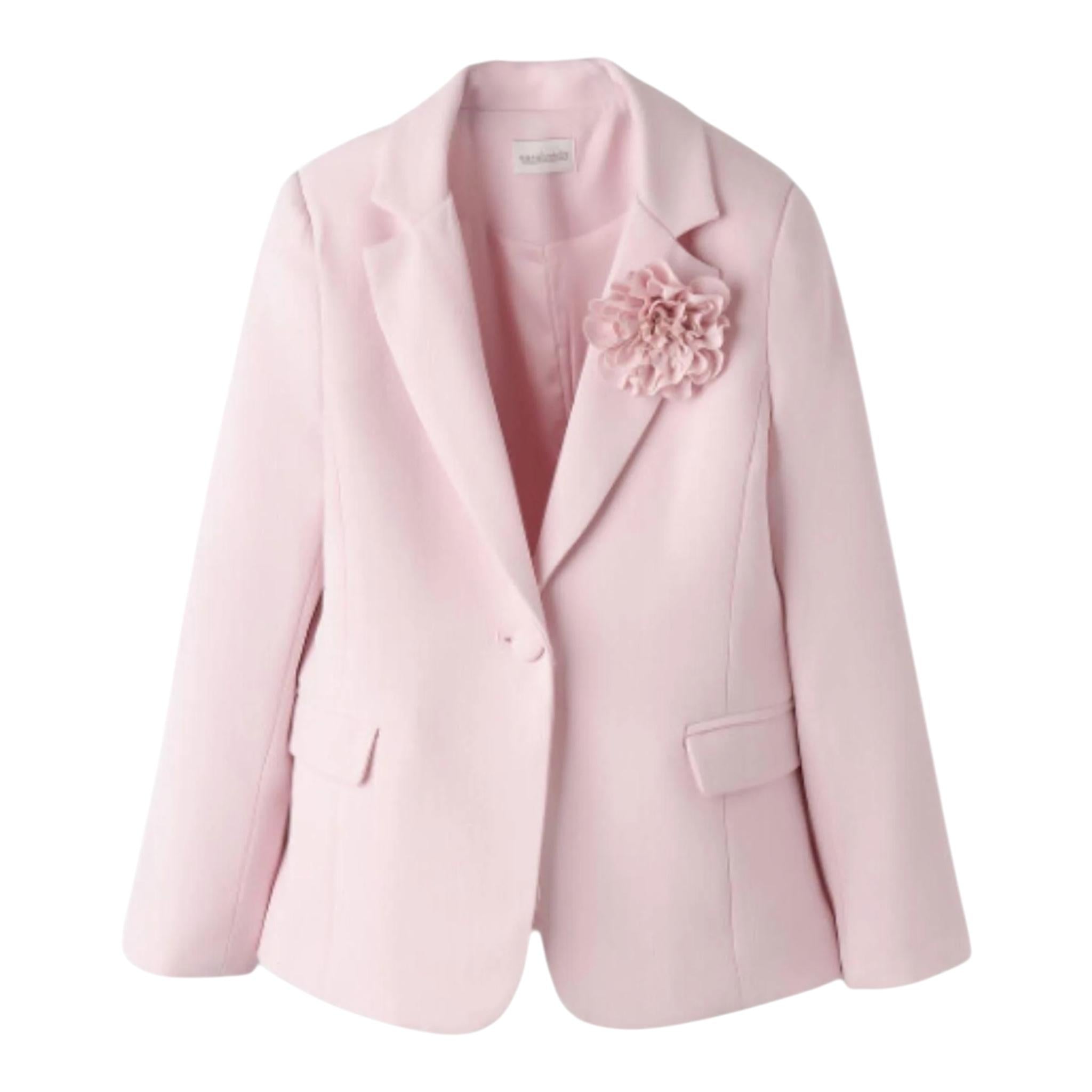 Sarabanda Giacca Tinta Unita con Fiore per Bambina 0B493 ROSA SARABANDA 