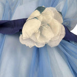 Monnalisa Abito Cerimonia Tinta Unita con Tulle per Bambina 71A914X AZZURRO MONNALISA 