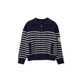 N°21 maglia tinta unita con zip e fantasia a righe Blu per Bambino N21951 BLU N°21 