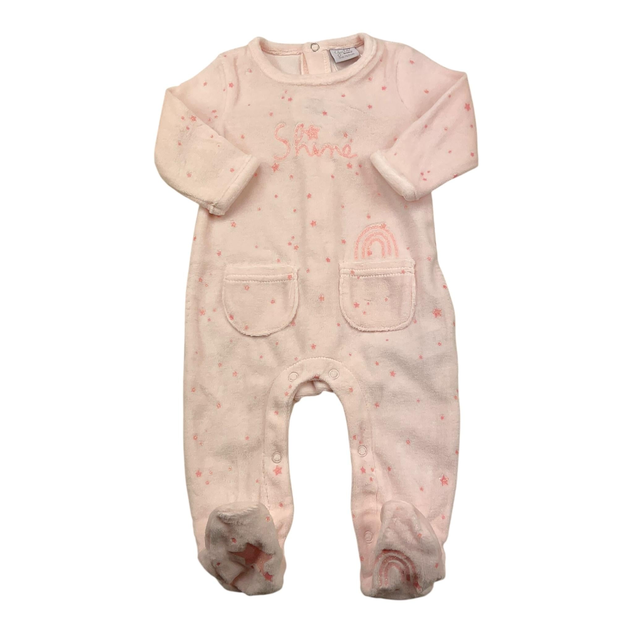YATSI BABY tutina tinta unita con stampa glitter Rosa per Neonata 24200340 ROSA YATSI BABY 