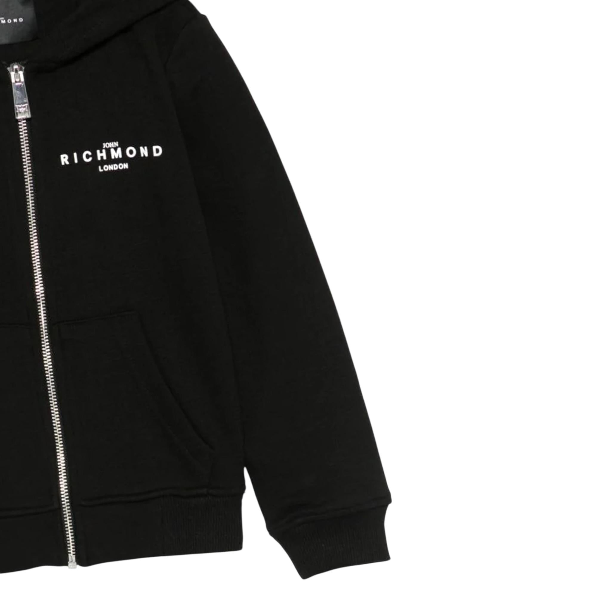 John Richmond Felpa Tinta Unita con Zip E Cappuccio per Neonato RBP25004FEX NERO JOHN RICHMOND 
