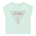 Guess T-Shirt Tinta Unita con Stampa E Paillettes per Neonata K5GI12K6YW4X VERDE ACQUA GUESS 