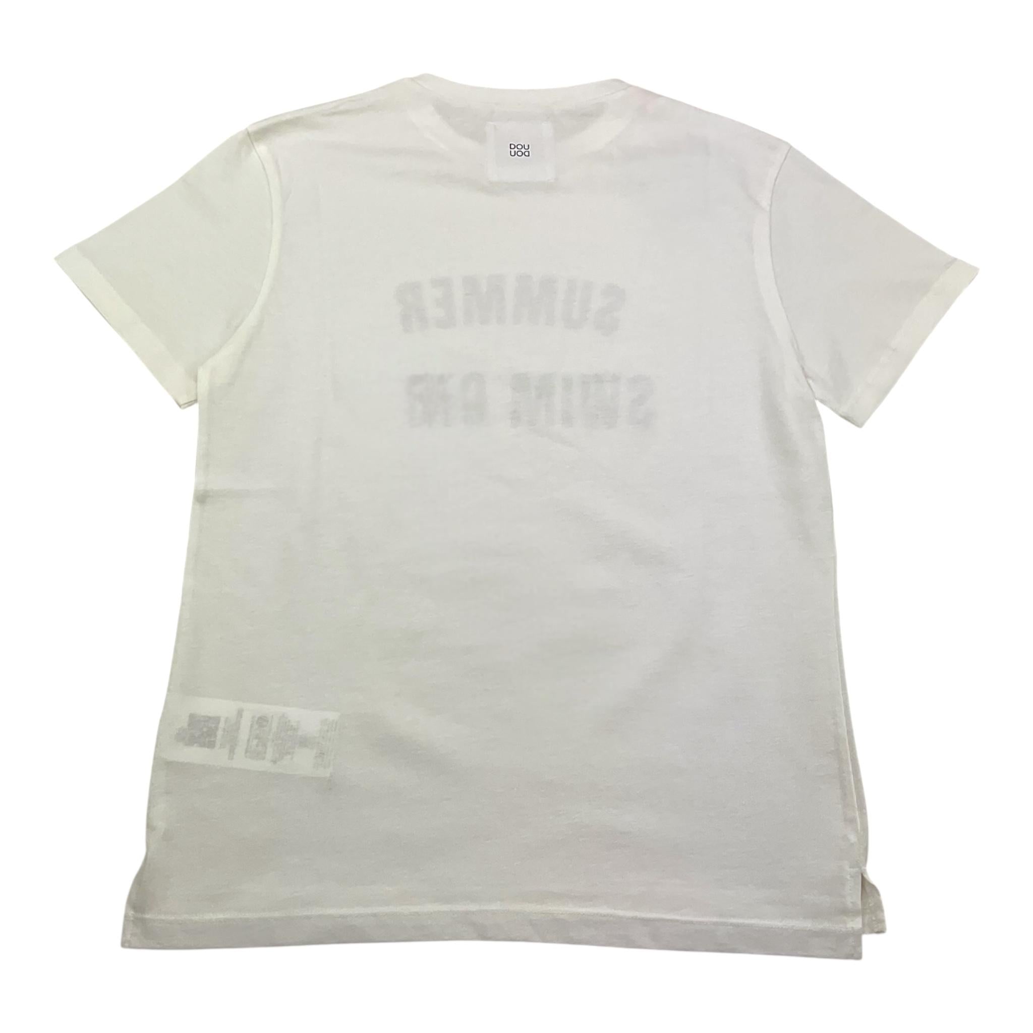 Dou Dou T-Shirt Girocollo Tinta Unita con Stampa per Bambina DW8P81 BIANCO/NERO DOU DOU 