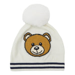 MOSCHINO cappello tinta unita con stampa e pon pon Bianco per Neonato MUX04WX BIANCO MOSCHINO 
