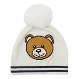 MOSCHINO cappello tinta unita con stampa e pon pon Bianco per Neonato MUX04WX BIANCO MOSCHINO 