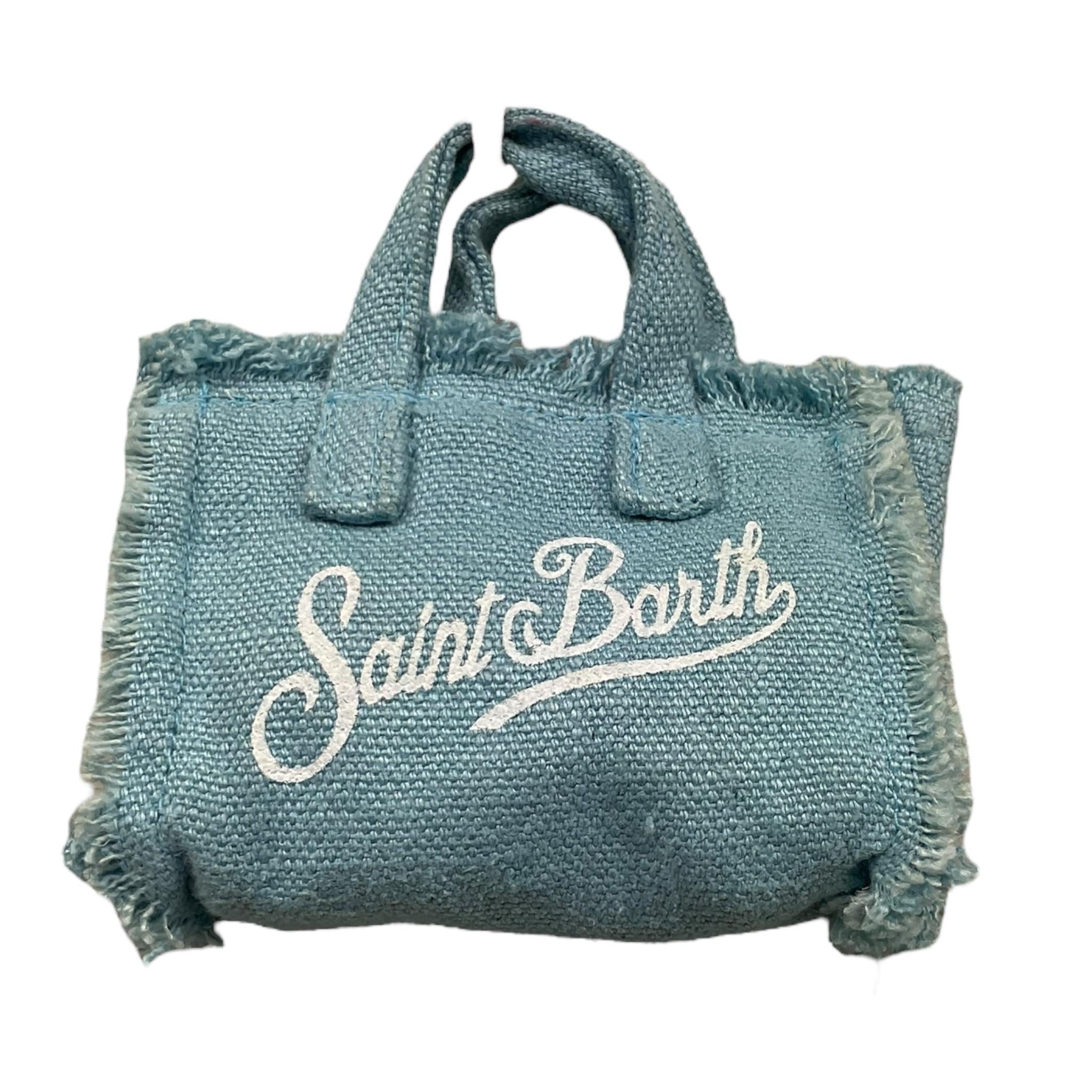 Saint Barth Ciondolo Mini Borsa Tinta Unita con Logo per Bambina KEY AZZURRO SAINT BARTH 
