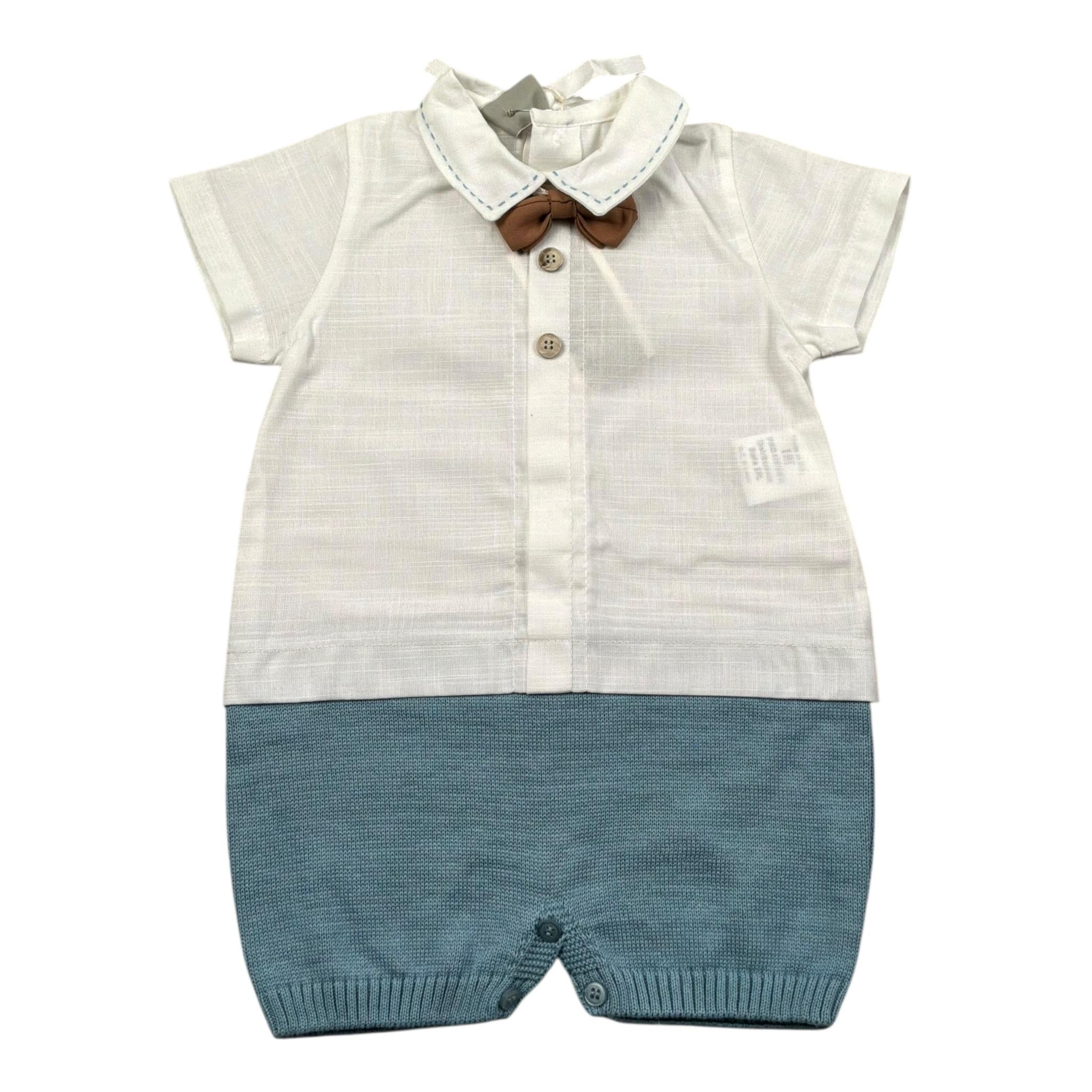 Marlu' Pagliaccetto Mezza Manica Bicolore per Neonato EB5223 BIANCO MARLU' 