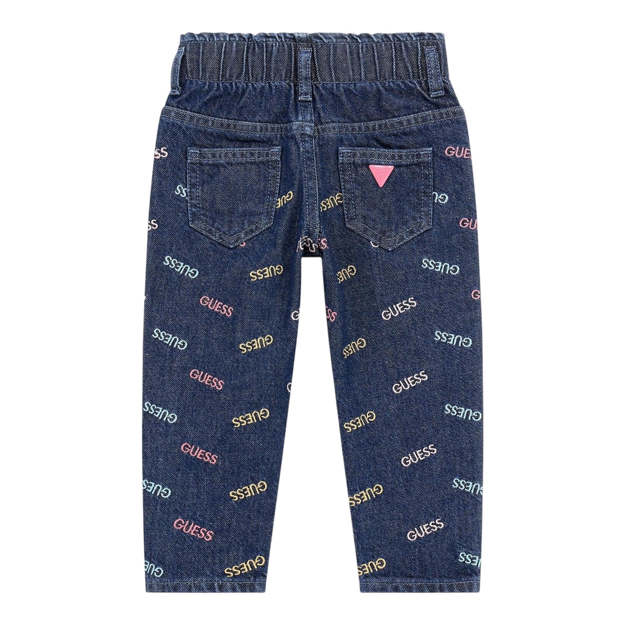 GUESS jeans tinta unita con elastico in vita e ricami loghi Blu per Bambina K4YA05D45E0X BLU GUESS 
