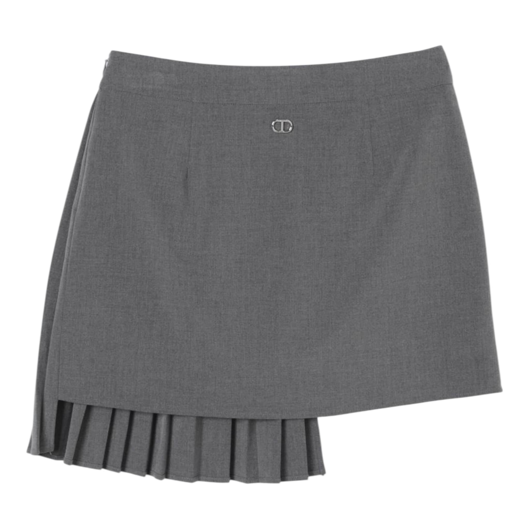 TWINSET gonna tinta unita plissettata asimmetrica Grigio per Bambina 242GJ2117X GRIGIO TWINSET 