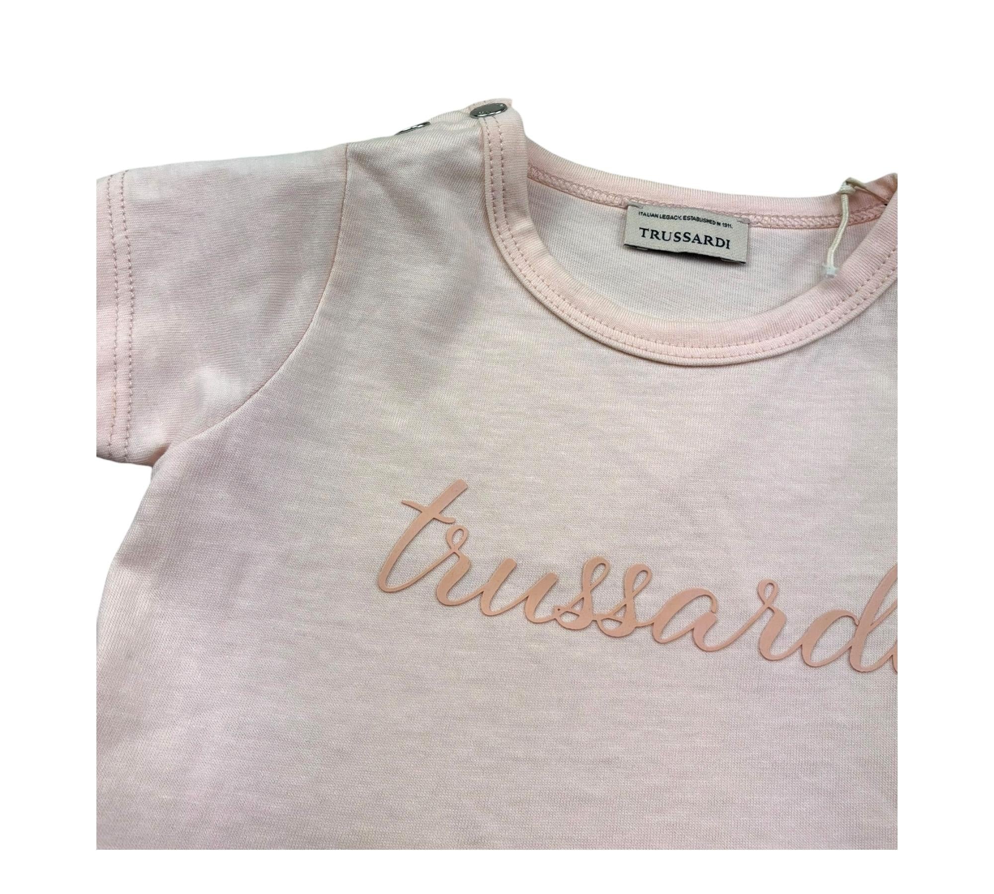 Trussardi Abito Mezza Manica Tinta Unita con Logo per Neonata TIP26018VE ROSA TRUSSARDI 