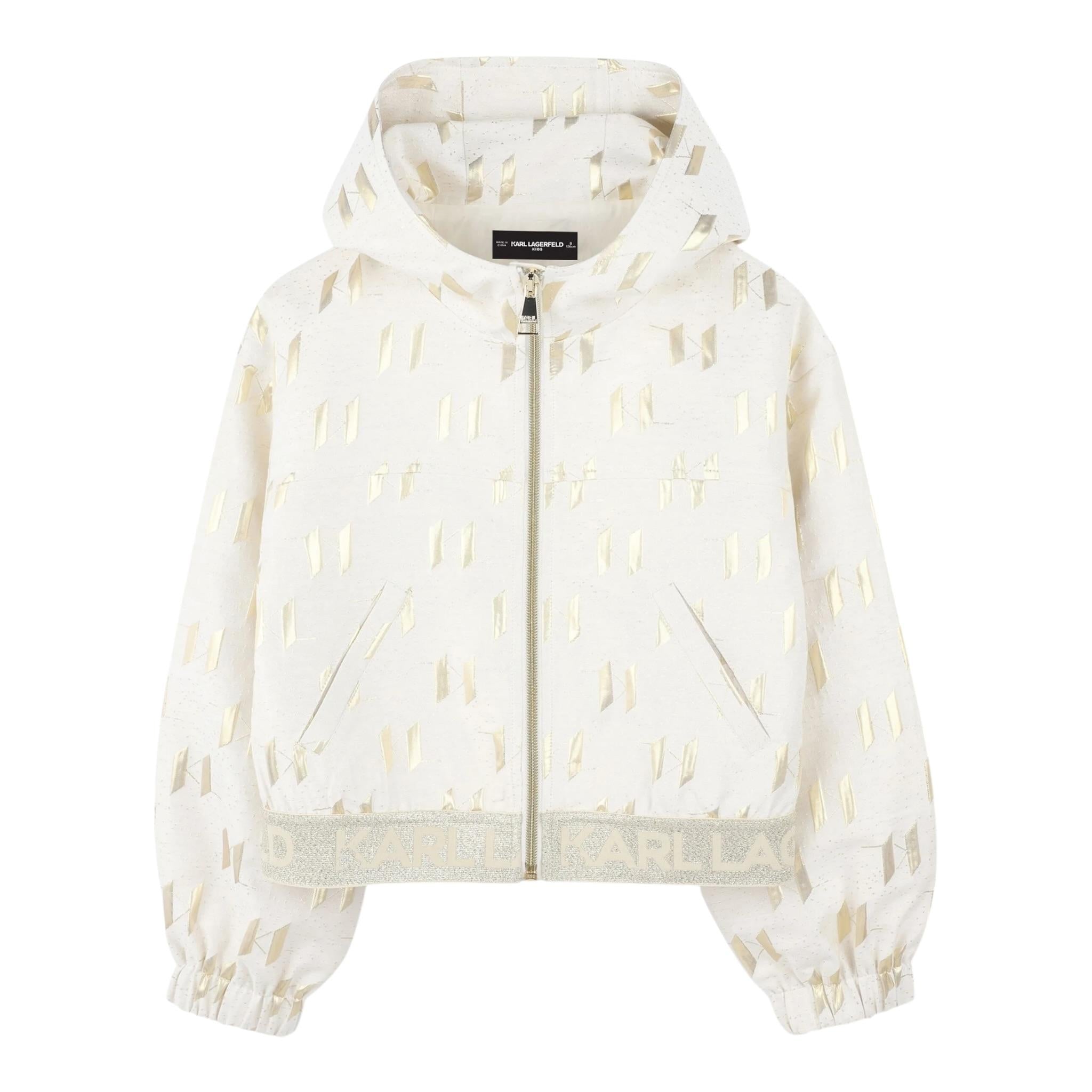 Karl Lagerfeld Felpa con Zip E Cappuccio Tinta Uita Beige per Bambina Z3048 BEIGE KARL LAGERFELD 