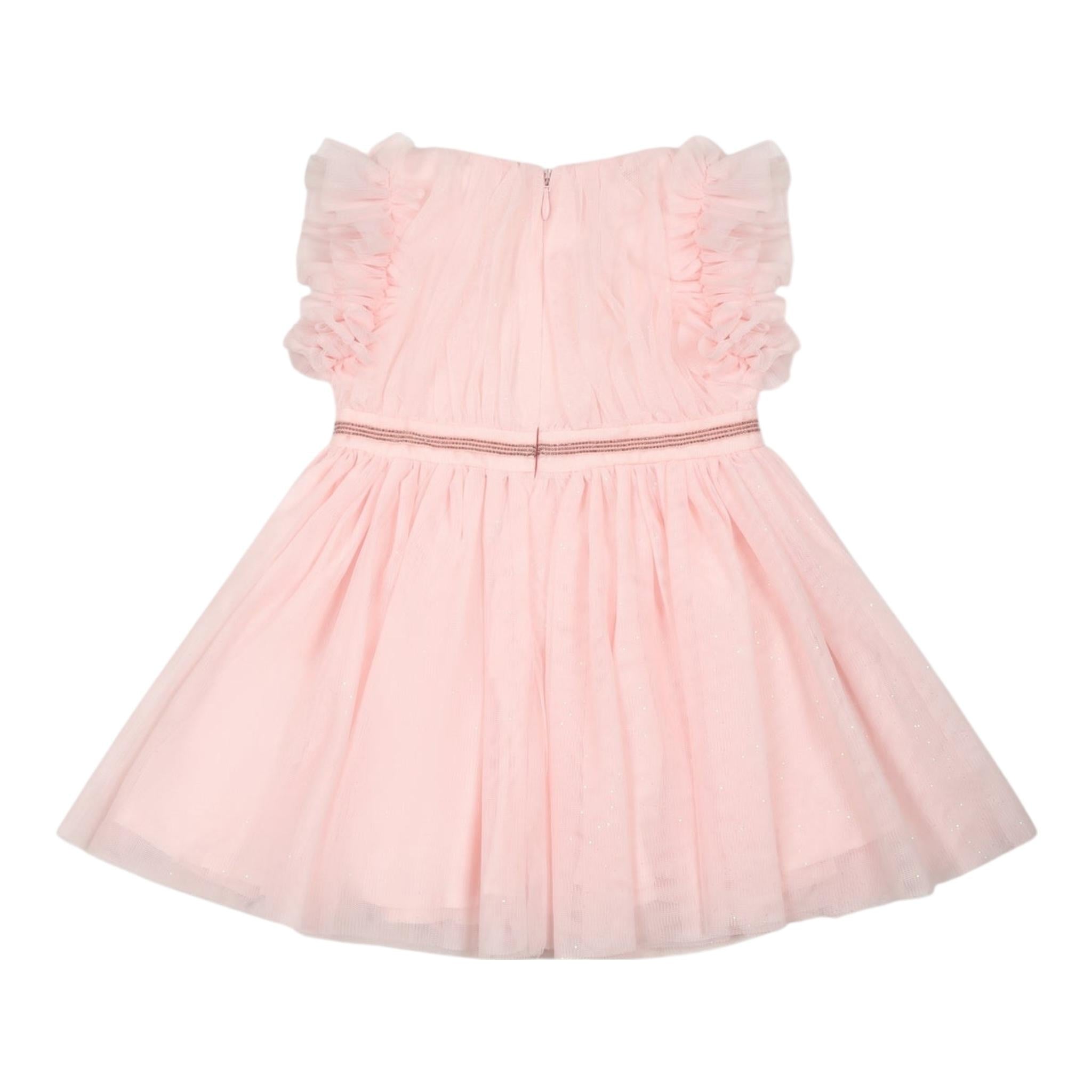 Carre'Ment Beau Abito Mezza Manica Tinta Unita In Tulle per Neonata Y30165 ROSA CARRE'MENT BEAU 