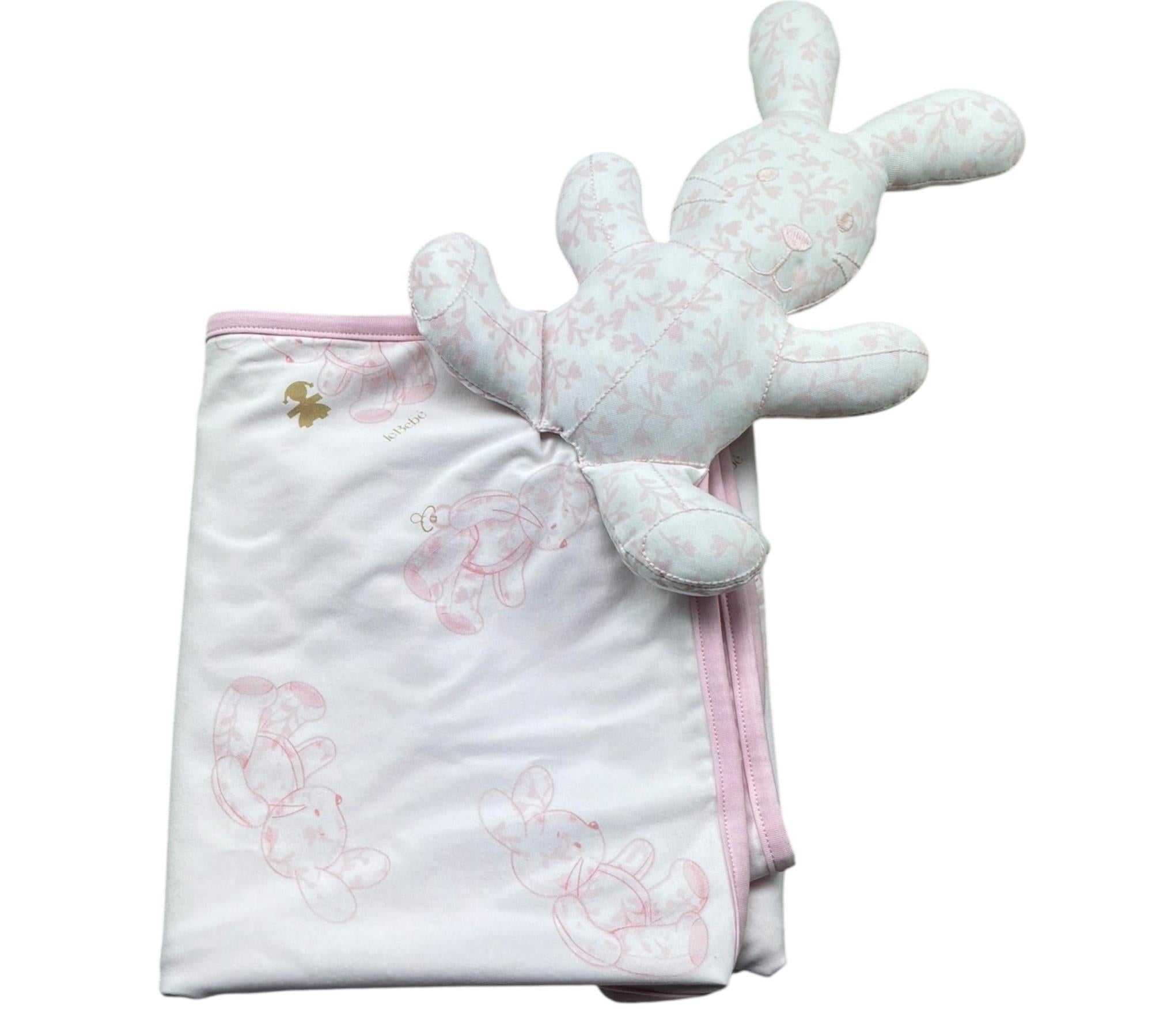 Le Bebe Coperta Bicolore con Stampe E Pupazzo per Neonata LBG6286 BIANCO/ROSA LE BEBE 