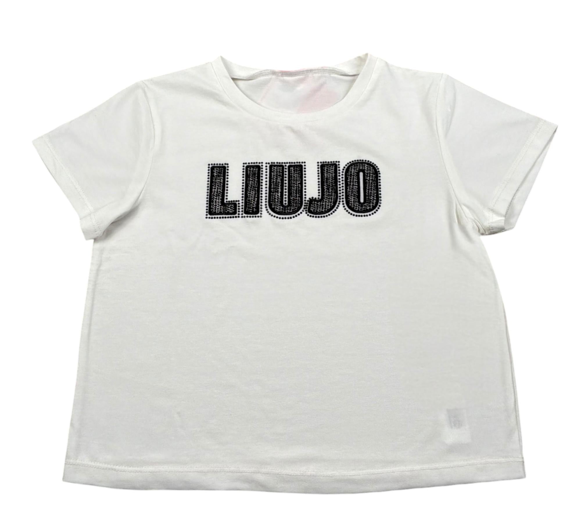Liu Jo T-Shirt Girocollo Tinta Unita con Logo per Bambina GA5064 PANNA LIU JO 