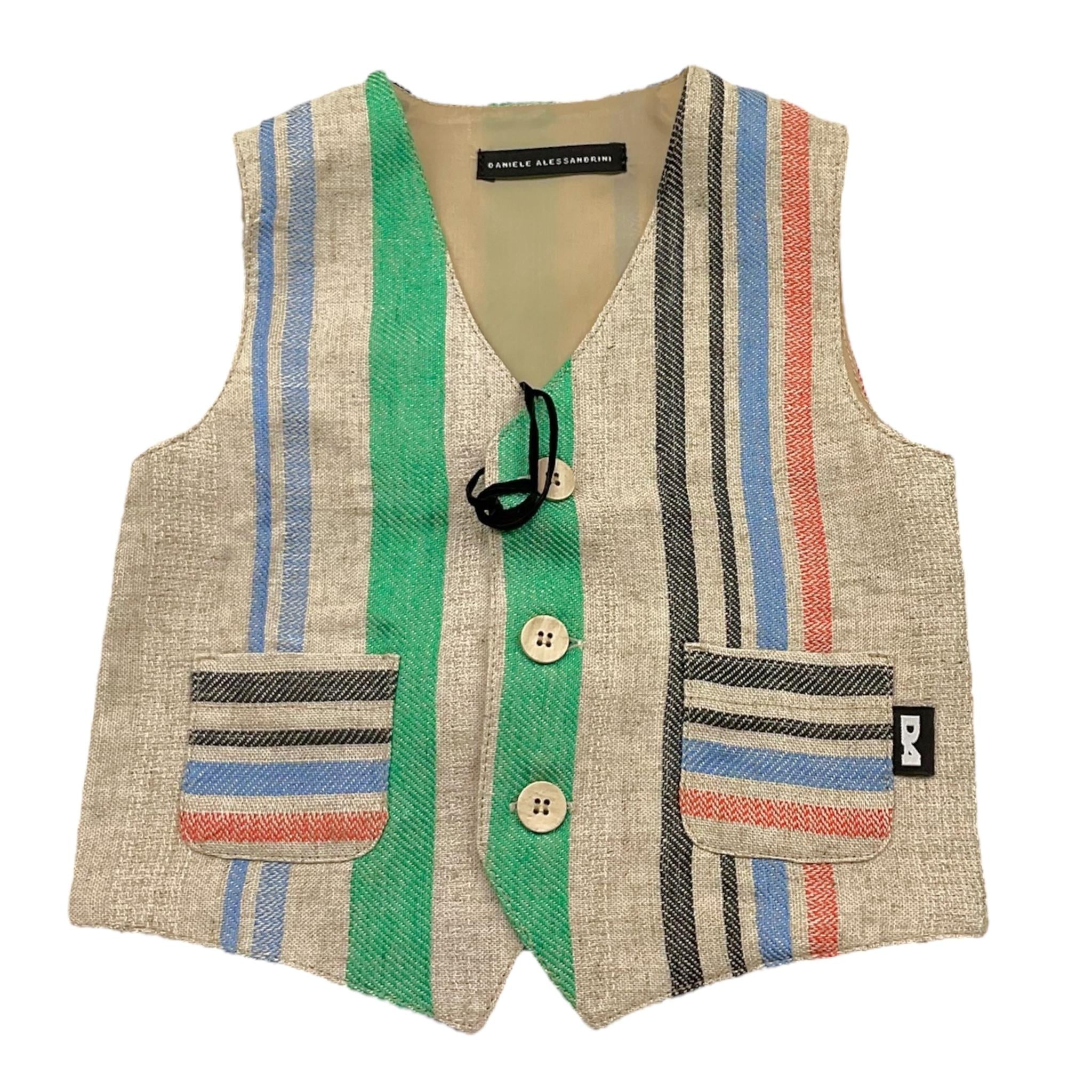 Daniele Alessandrini Gilet Tinta Unita con Fantasia A Righe per Bambino 1296B00300 BEIGE DANIELE ALESSANDRINI 