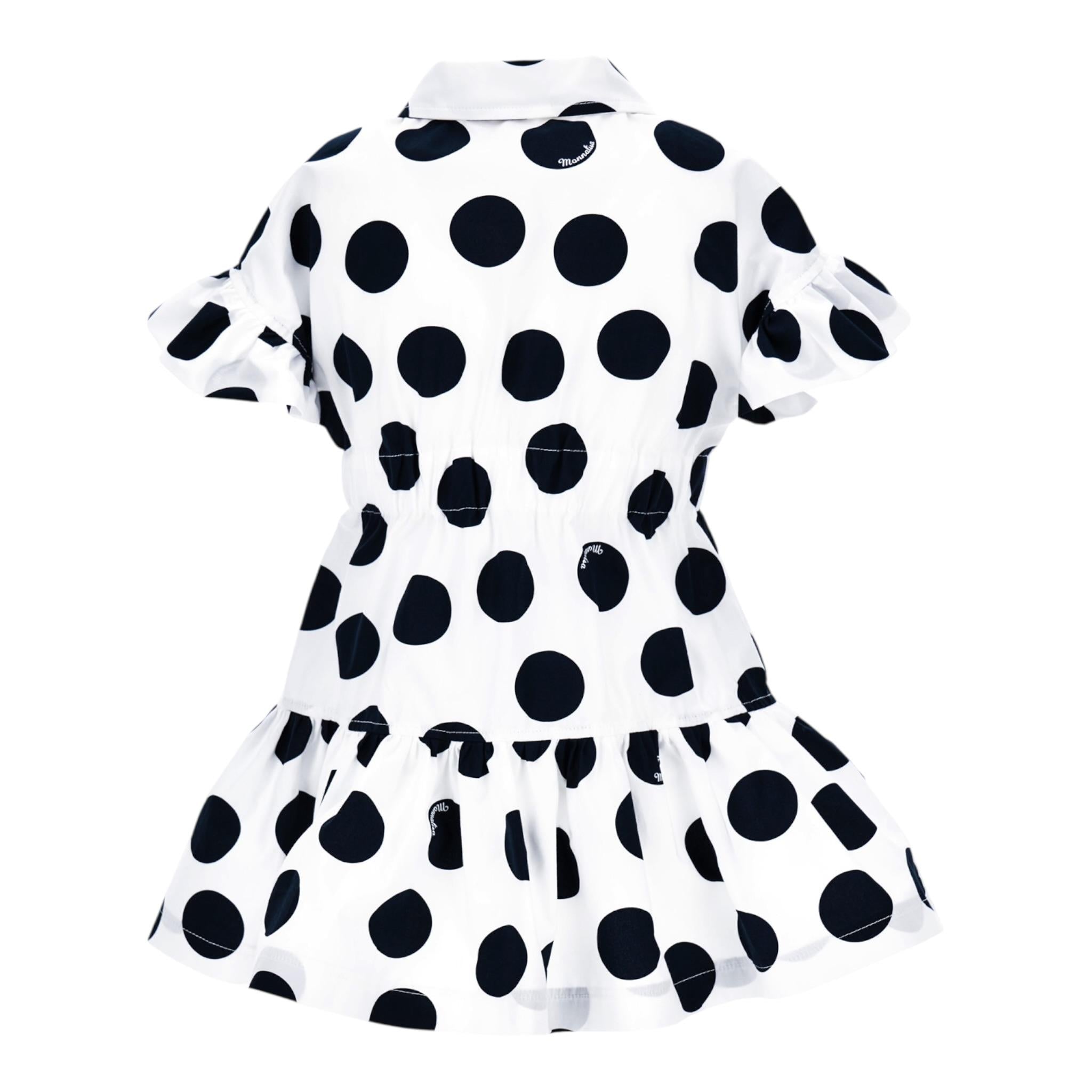 Monnalisa Abito Mezza Manica tinta unita con Stampa Pois Bianco per Bambina 11A910X BIANCO MONNALISA 