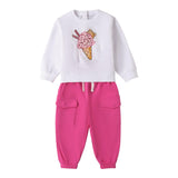 Minibanda Completo 2 Pezzi Felpa-Pantalone Bicolore per Neonata 0B241 BIANCO/FUXIA MINIBANDA 