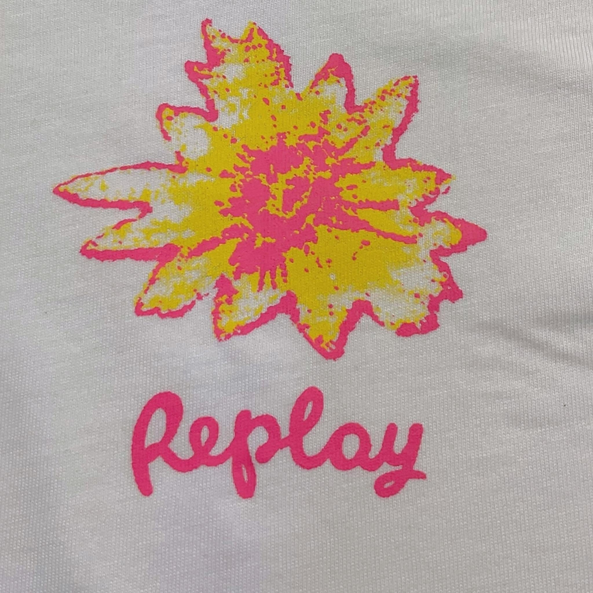 Replay T-Shirt Girocollo Tinta Unita con Stampa per Neonata PG7472 BIANCO REPLAY 