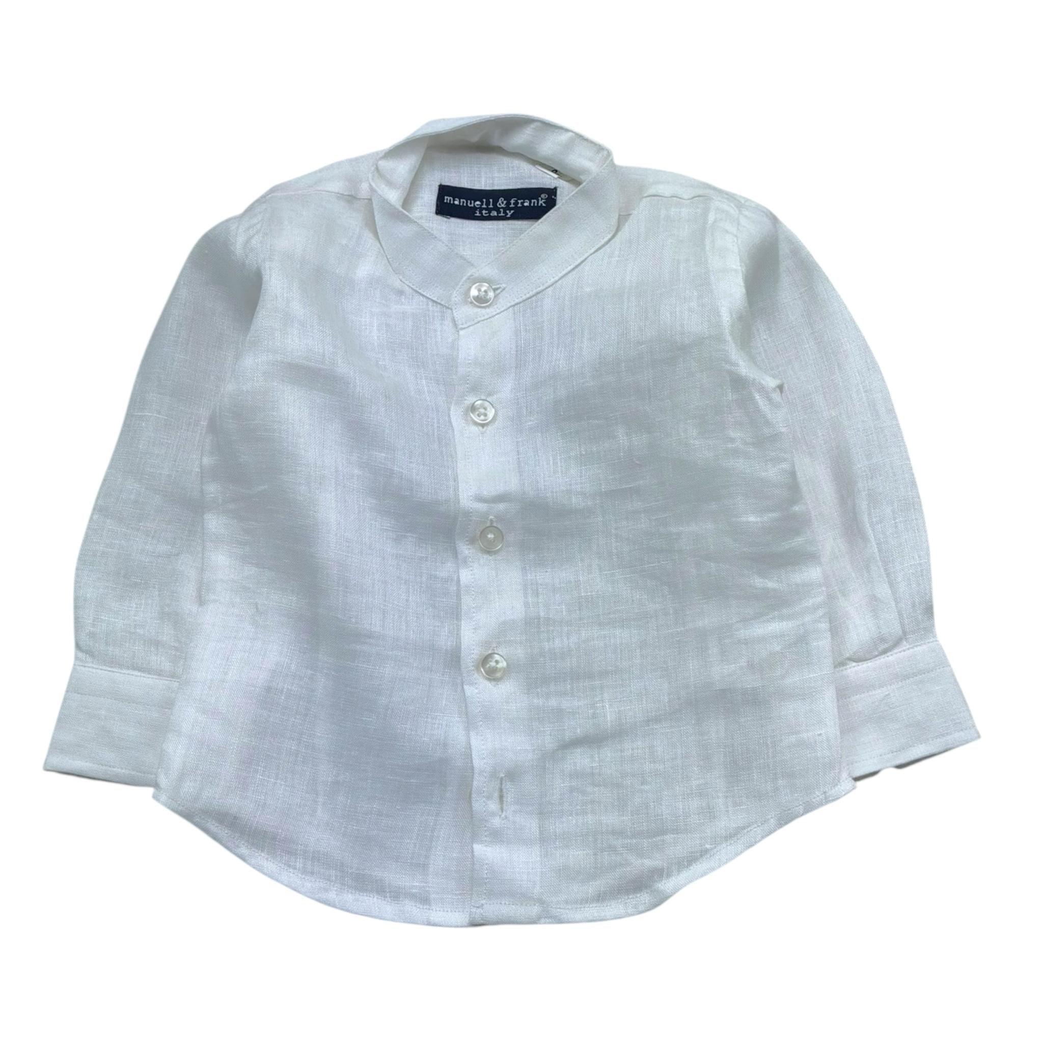 Manuel & Frank Camicia Tinta Unita con Collo Coreano per Neonato REK BIANCO MANUEL & FRANK 