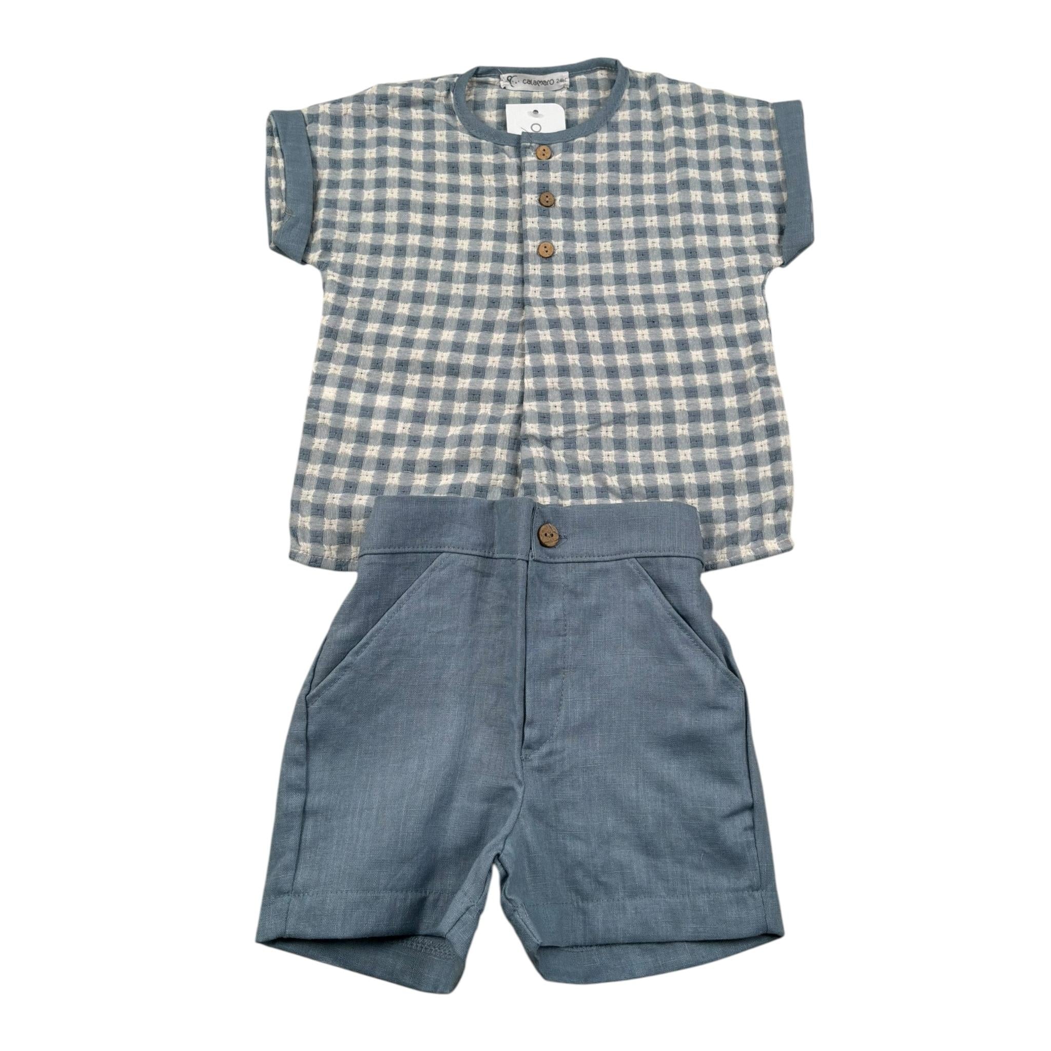 Calamaro Completo 2 Pezzi Camicie-Bermuda Bicolore per Bambino 11128N BLU CALAMARO 