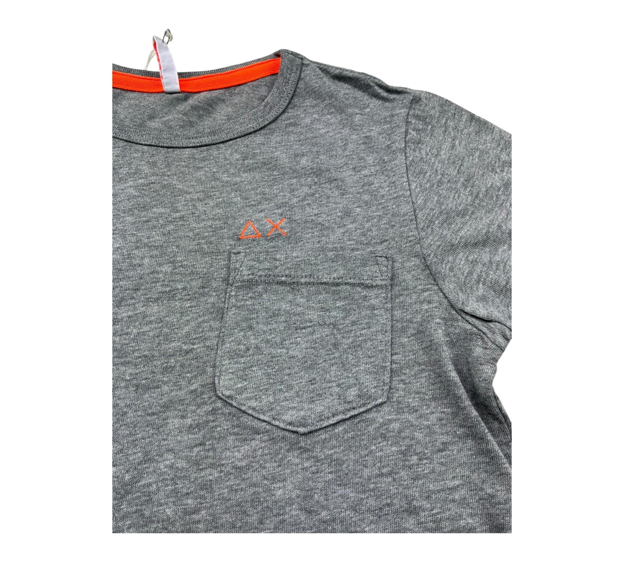 Sun68 T-Shirt Girocollo Tinta Unita con Taschino per Bambino T31301 GRIGIO SUN68 
