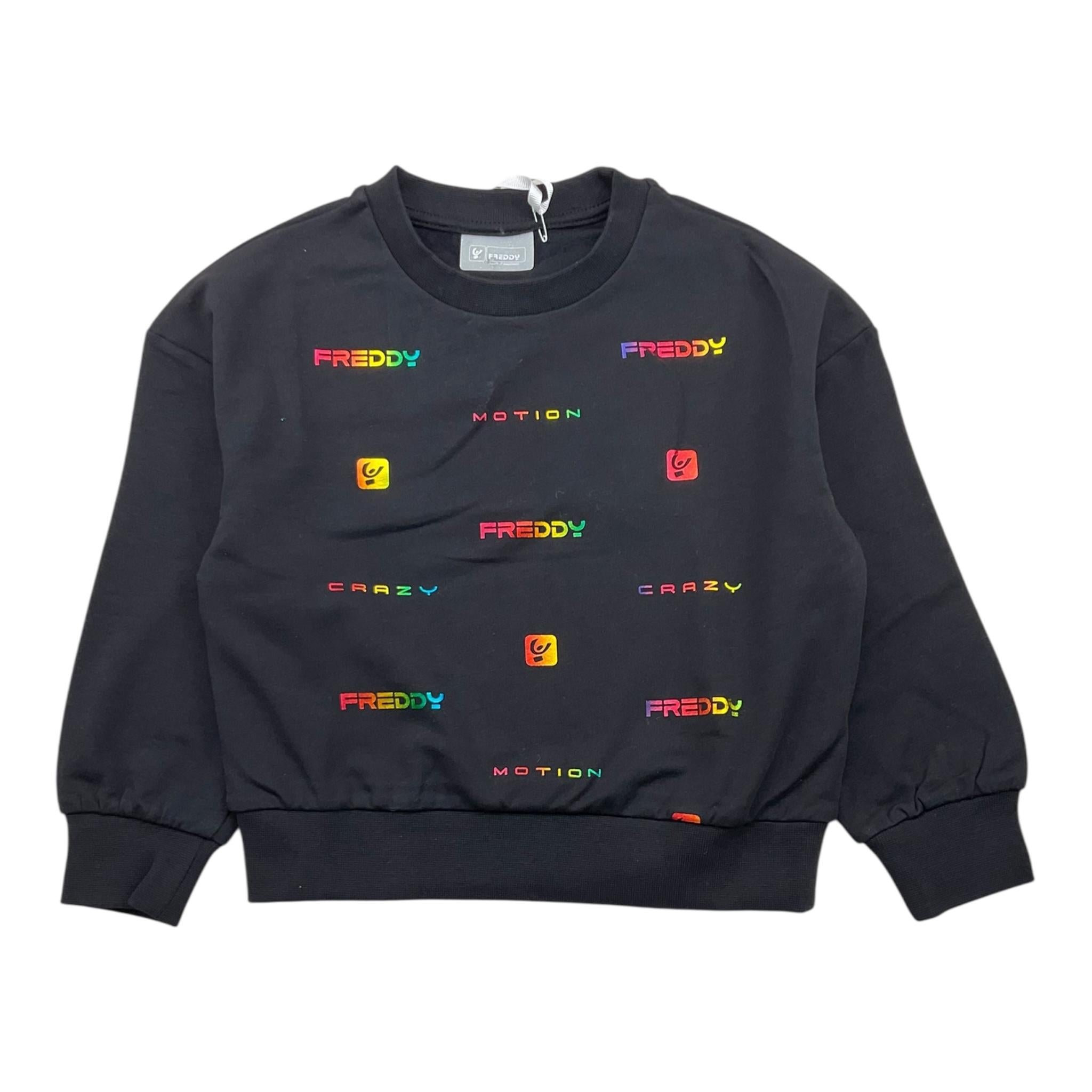 FREDDY felpa tinta unita girocollo con logo Nero per Bambina FR1820 NERO FREDDY 