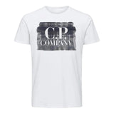 C.P. Company T-Shirt Girocollo Tinta Unita con Stampa Logo Bianco per Bambino
