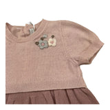 PER TE abito mezza manica tinta unita con ricami Rosa per Neonata 44029 ROSA PER TE 