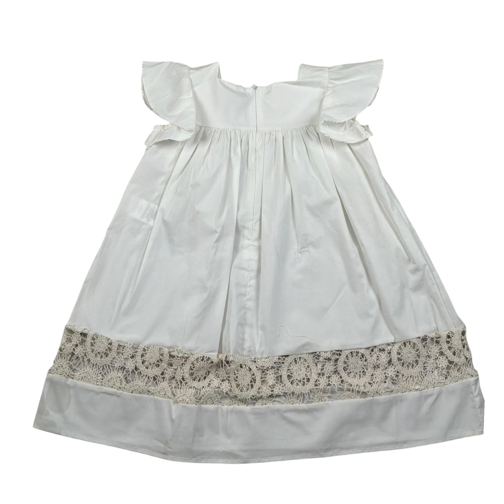 Nanan Abito Mezza Manica tinta unita con Ricami Panna per Bambina E2352236B PANNA NANAN 