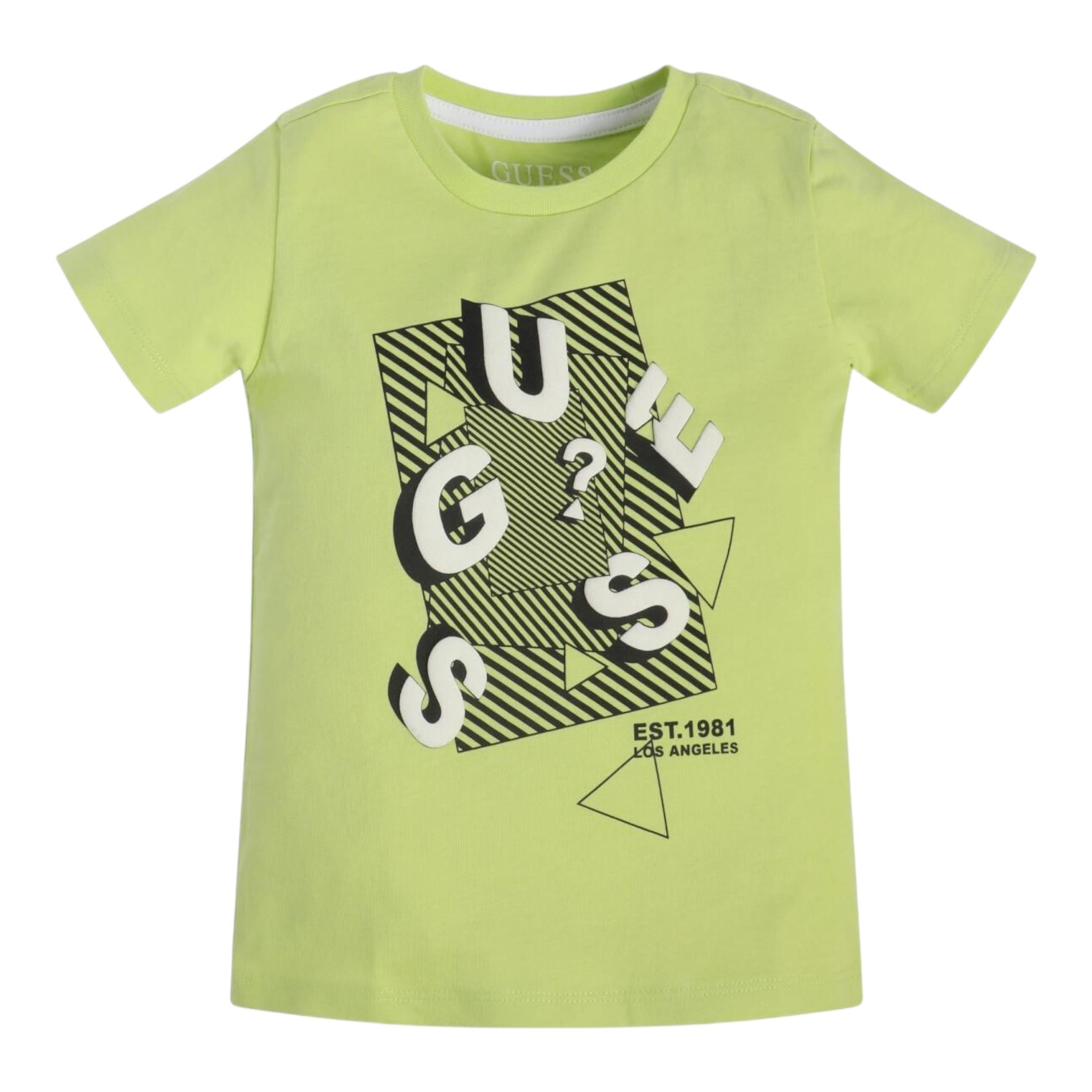 Guess T-Shirt Girocollo Tinta Unita con Stampa per Neonato N3RI16K8HM0 VERDE GUESS 