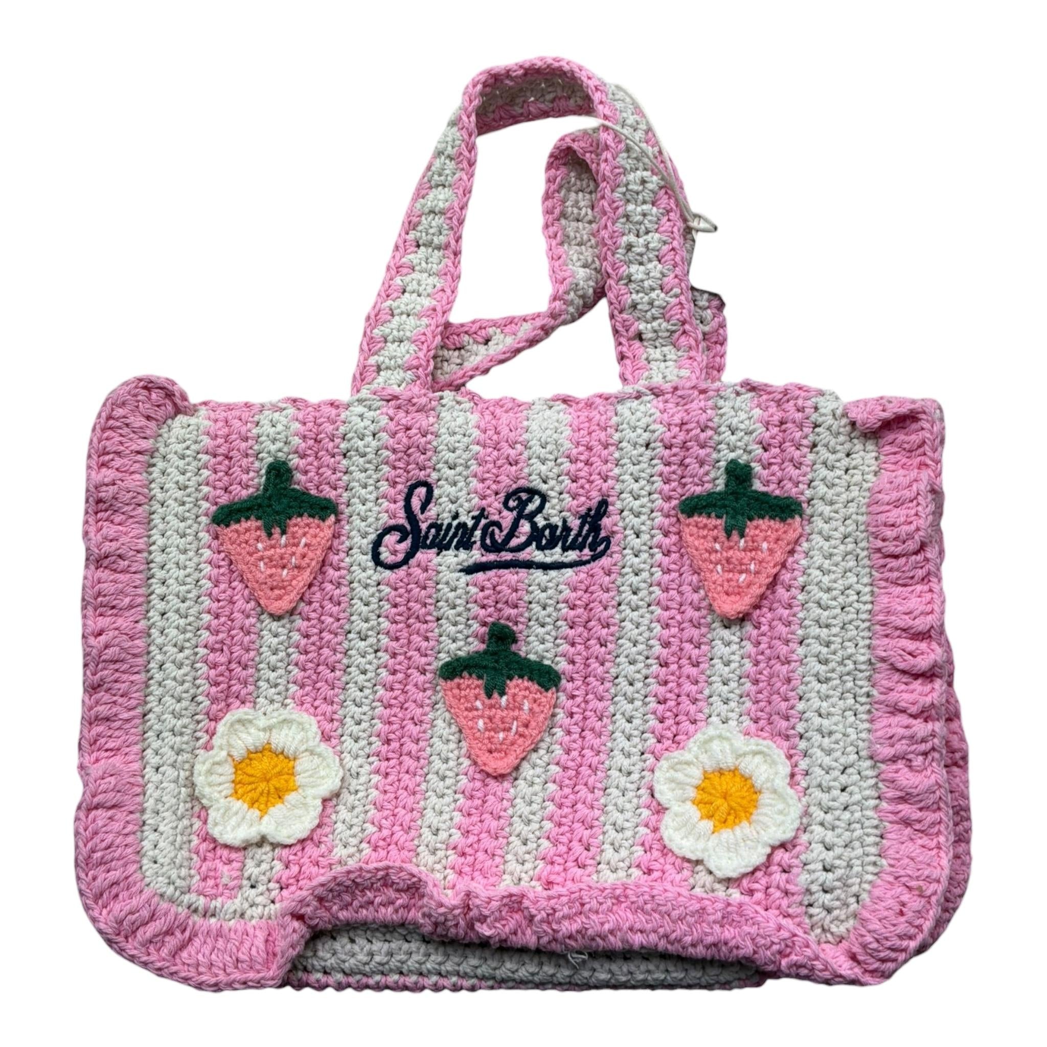 Saint Barth Borsa Tinta Unita con Applicazioni In Maglia per Bambina 00572L ROSA SAINT BARTH 