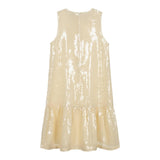 Calvin Klein Abito Giromanica Tinta Unita Paillettato per Bambina IG0IG02354ZCY BEIGE CALVIN KLEIN 
