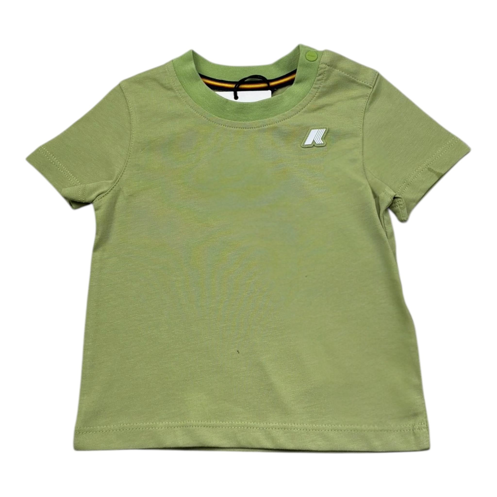 K-Way T-Shirt Girocollo Tinta Unita con Logo per Neonato K4125LWX VERDE K-WAY 