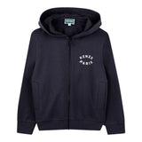 Kenzo Felpa con Zip E Cappuccio Tinta Unita con Logo per Bambino K61190 BLU KENZO 