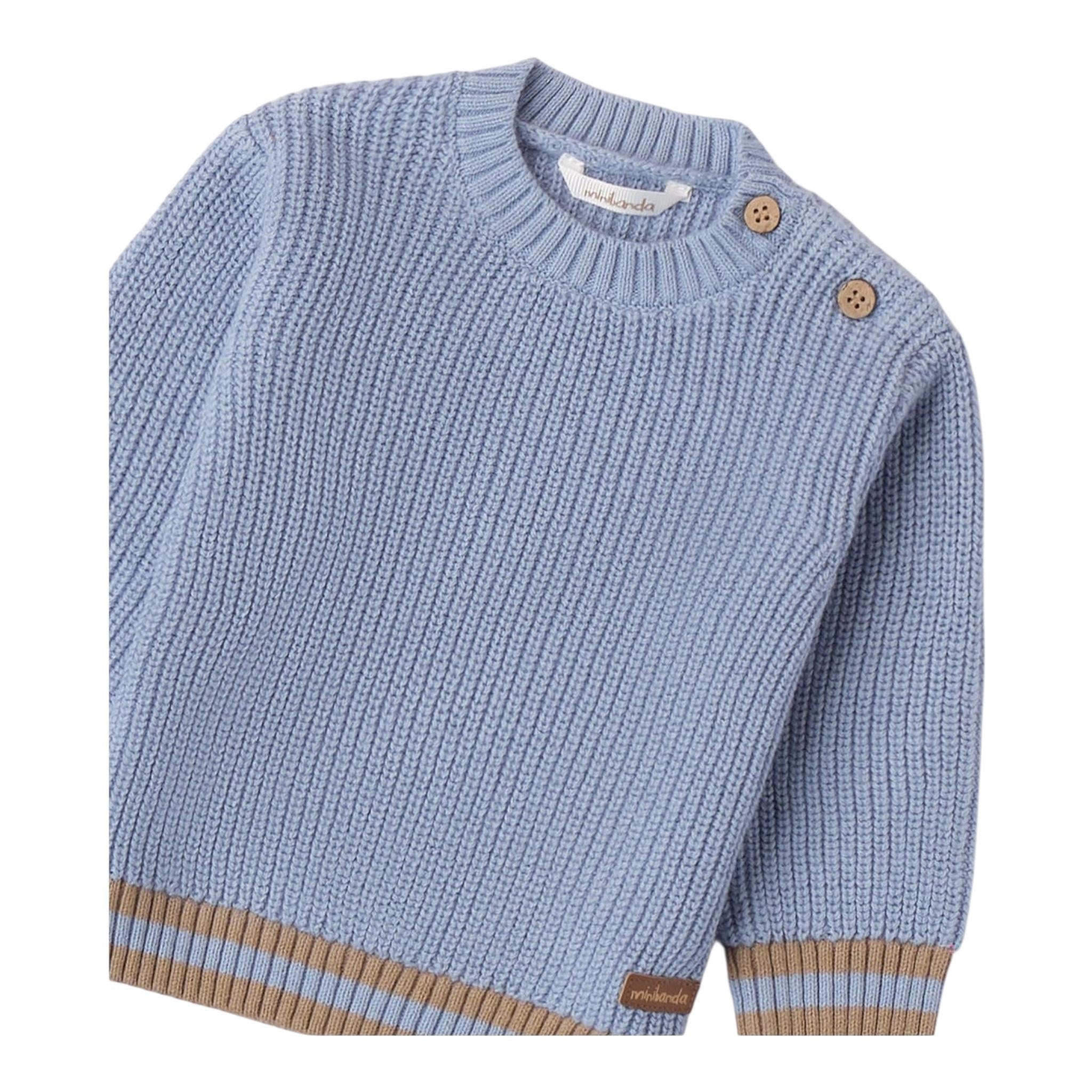 MINI BANDA maglia tinta unita con profili in contrasto Azzurro per Neonato 3A669XX AZZURRO MINI BANDA 