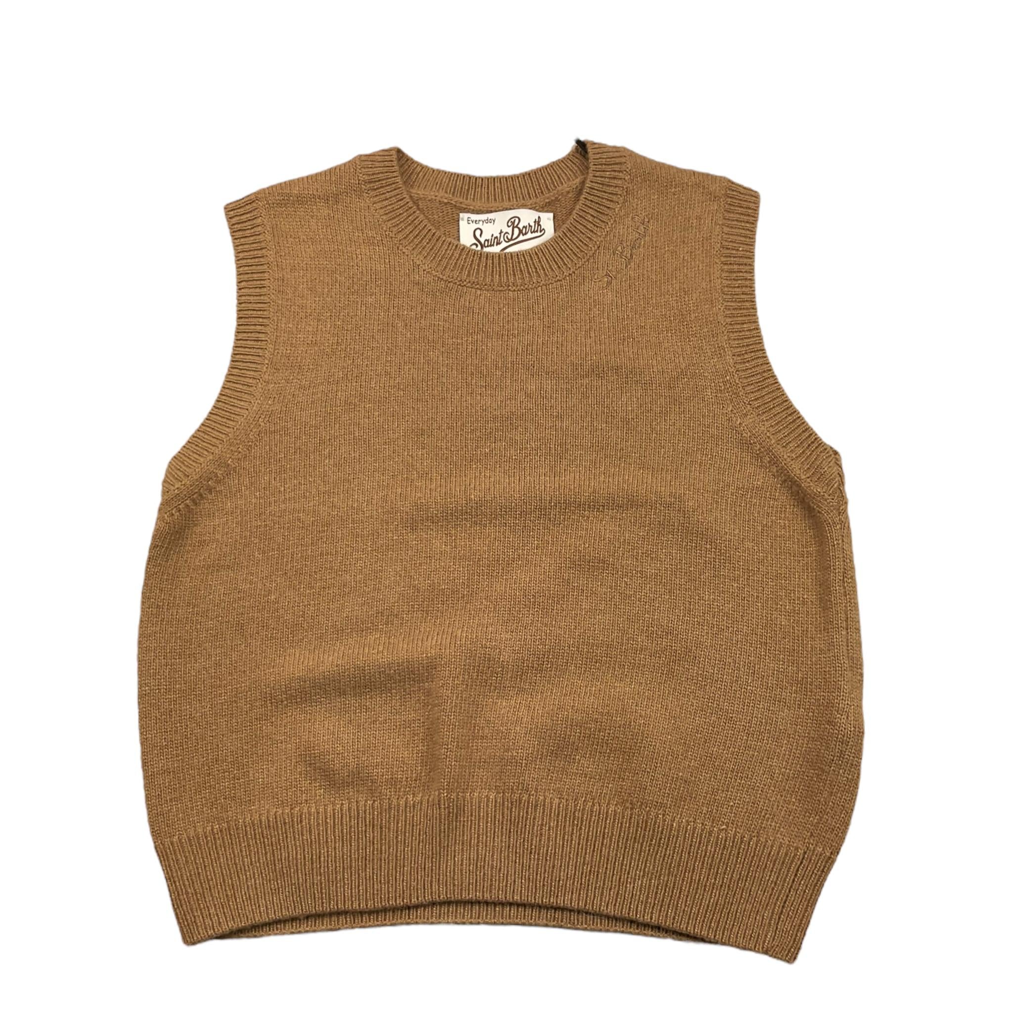 SAINT BARTH gilet in filo tinta unita Biscotto per Bambino JUNO BISCOTTO SAINT BARTH 