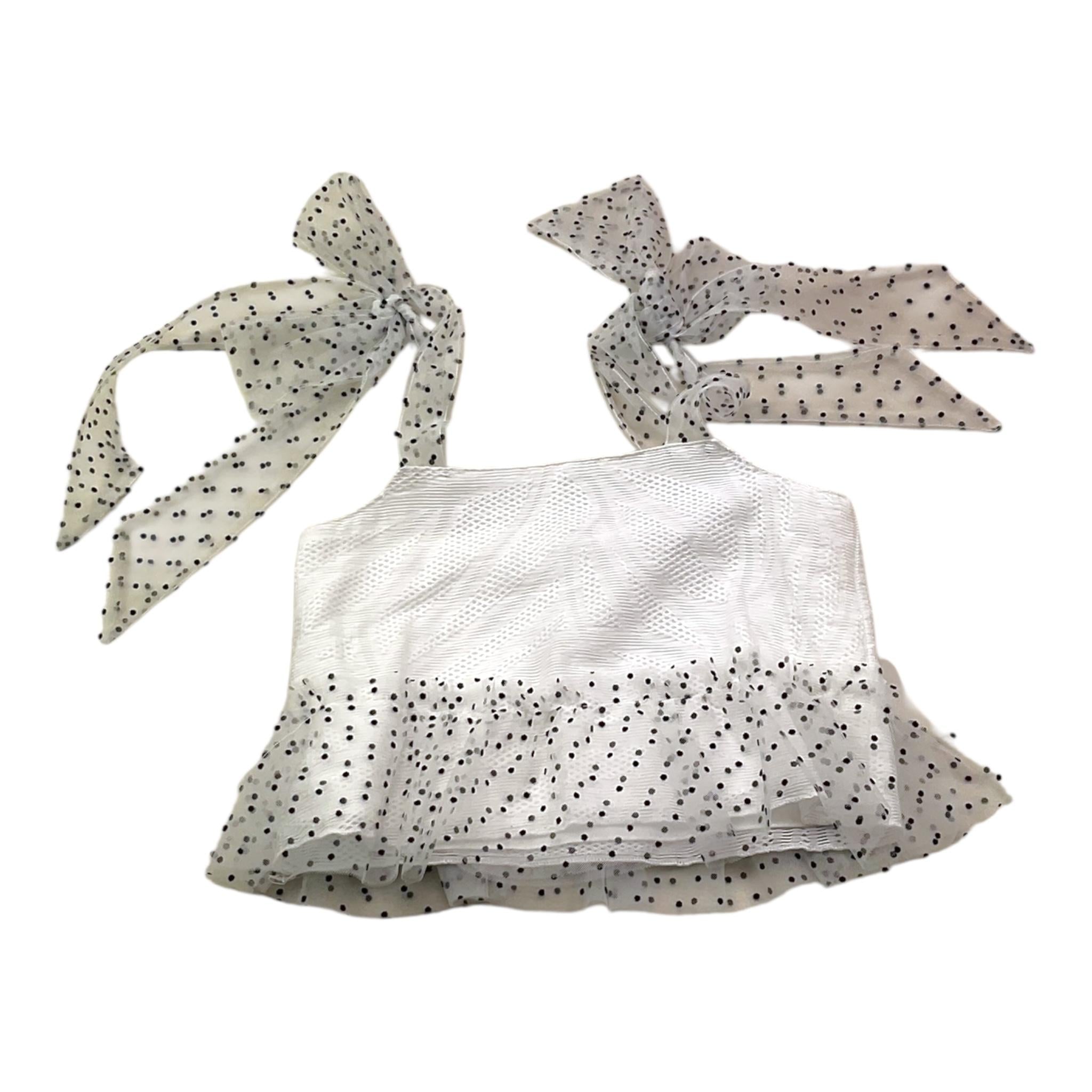 A' La Page Top Tinta Unita con Tulle E Fantasia Pois per Bambina 25SAGDRE000144 BIANCO A' LA PAGE 